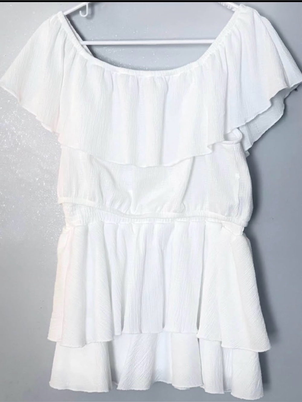 Madden Girl 2 pc. White Tiered Smocked Cropped Mini Skirt Set L